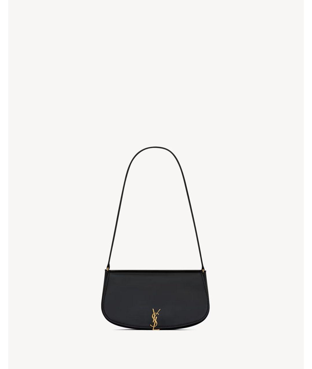 SAINT LAURENT Черная кожаная сумка с короткими ручками, фото 9