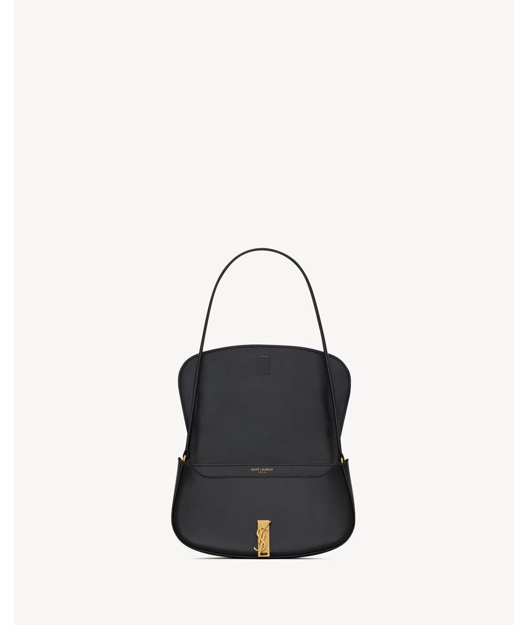 SAINT LAURENT Черная кожаная сумка с короткими ручками, фото 4
