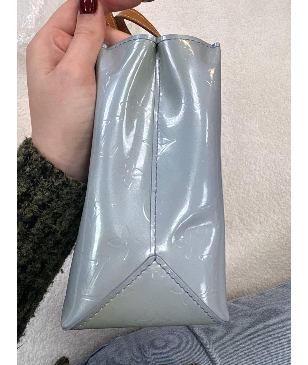 LOUIS VUITTON Голубая сумка с короткими ручками из лакированной кожи, фото 6
