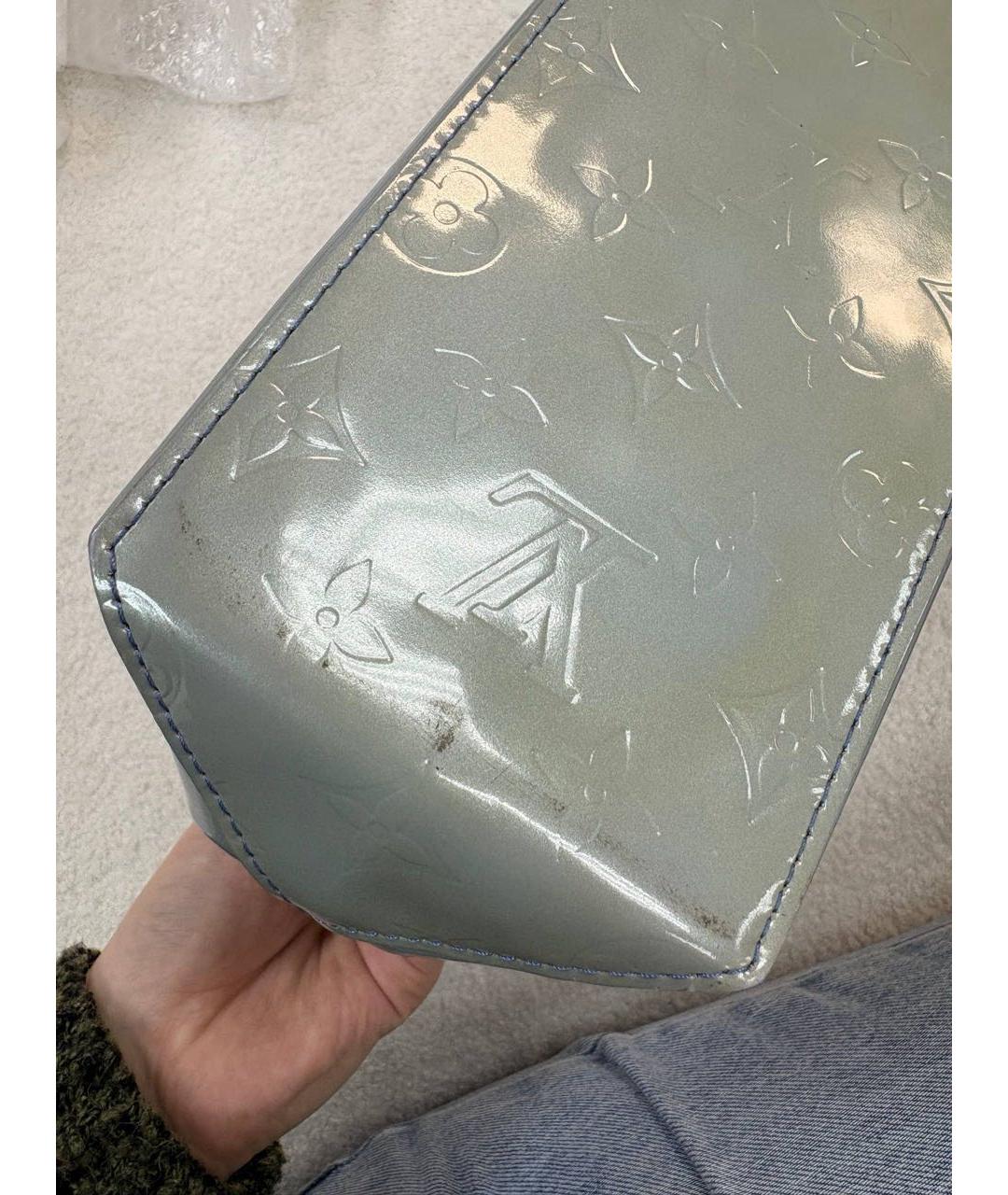 LOUIS VUITTON Голубая сумка с короткими ручками из лакированной кожи, фото 8