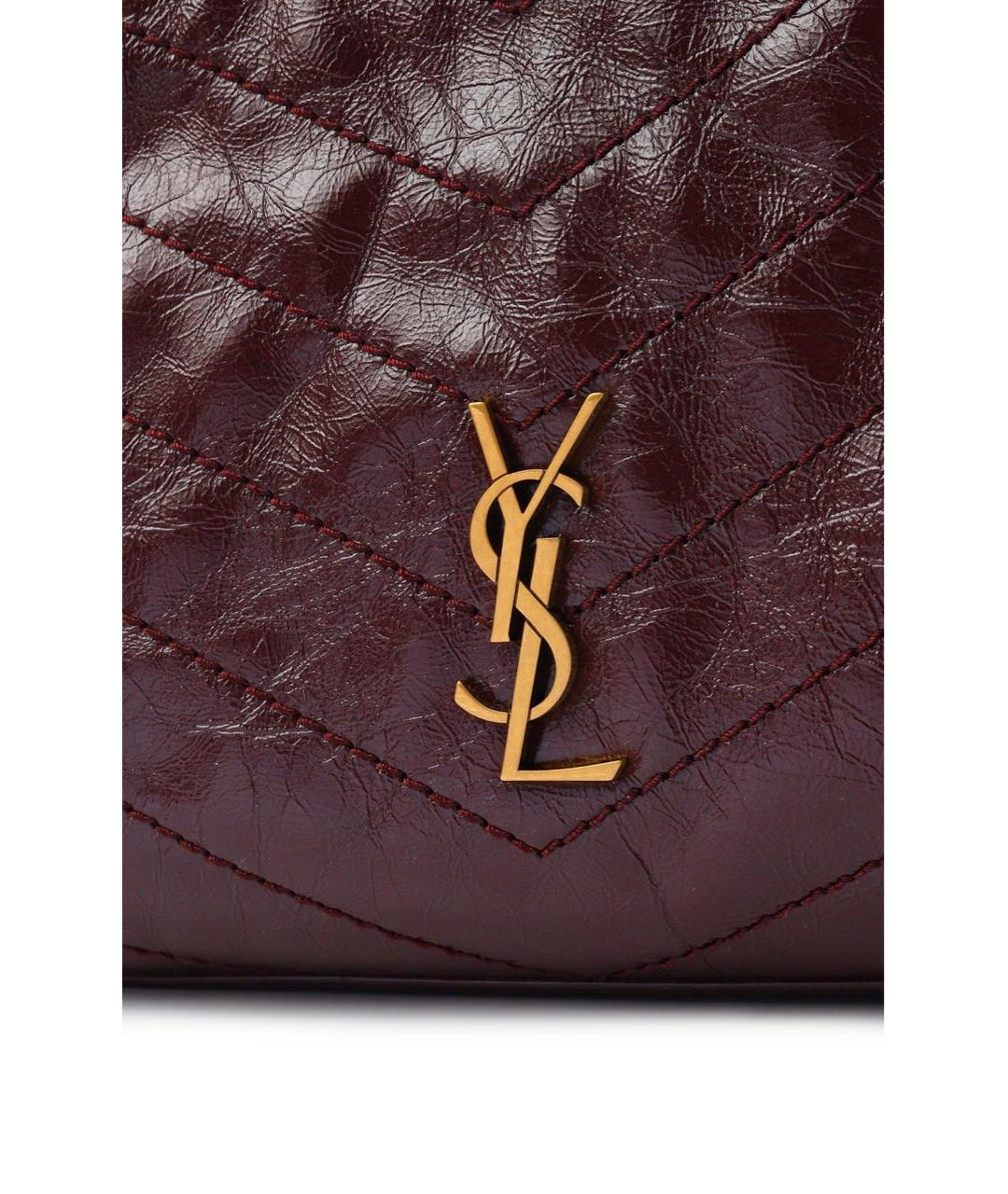 SAINT LAURENT Бордовая кожаная сумка через плечо, фото 5