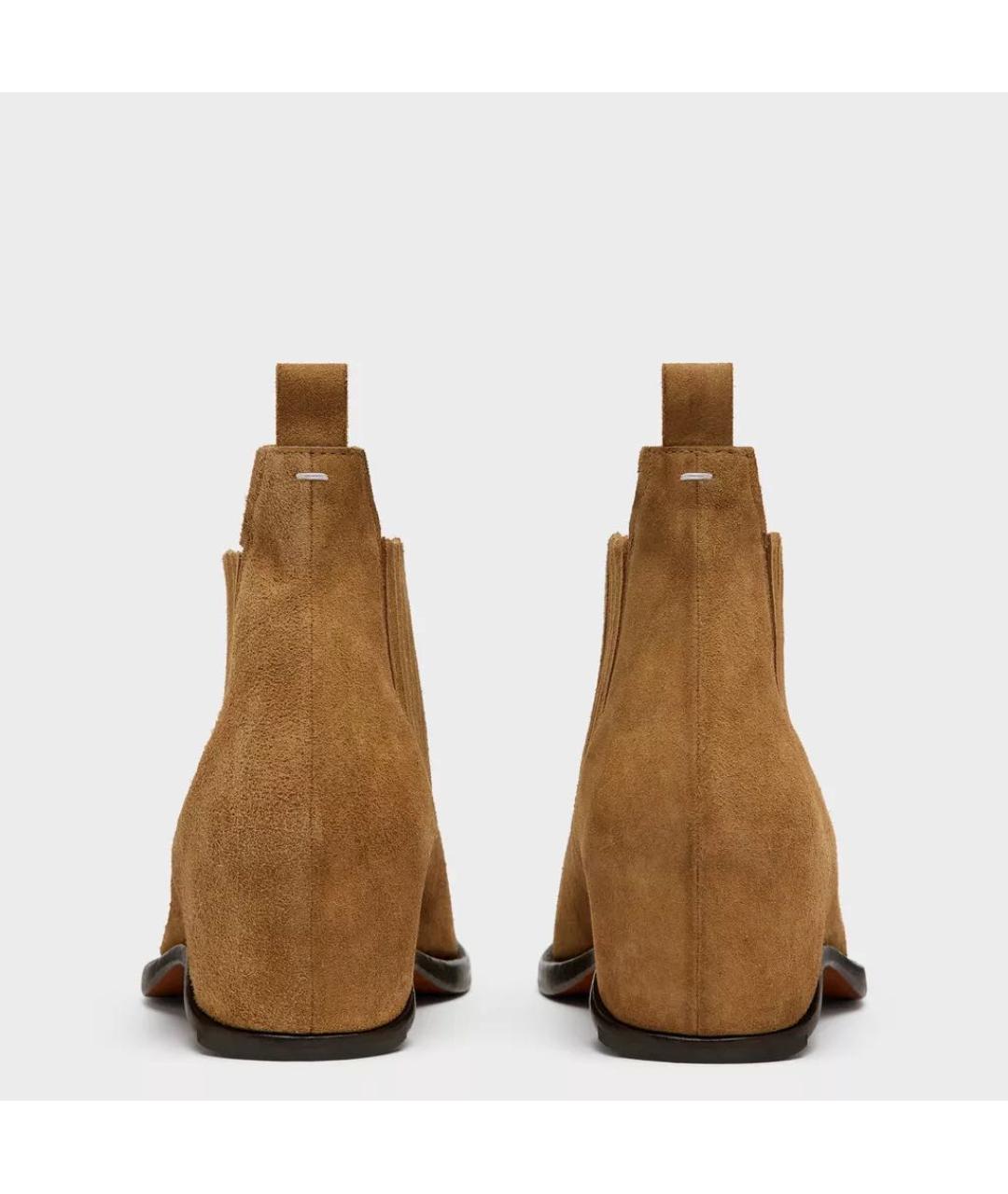 MAISON MARGIELA Коричневые замшевые высокие ботинки, фото 3