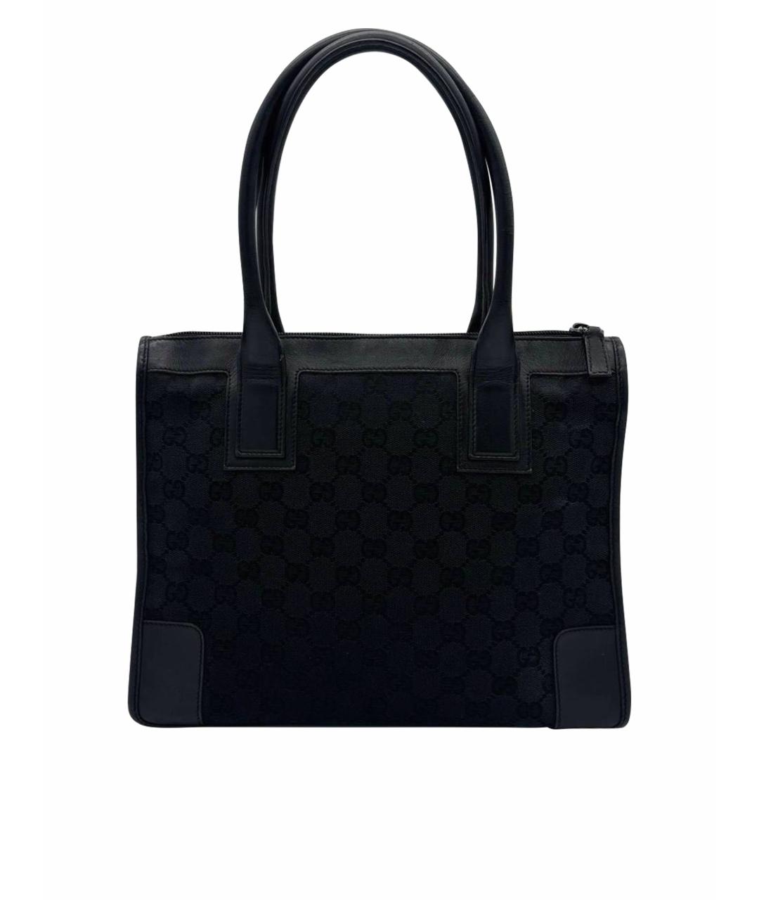 GUCCI Черная кожаная сумка с короткими ручками, фото 1