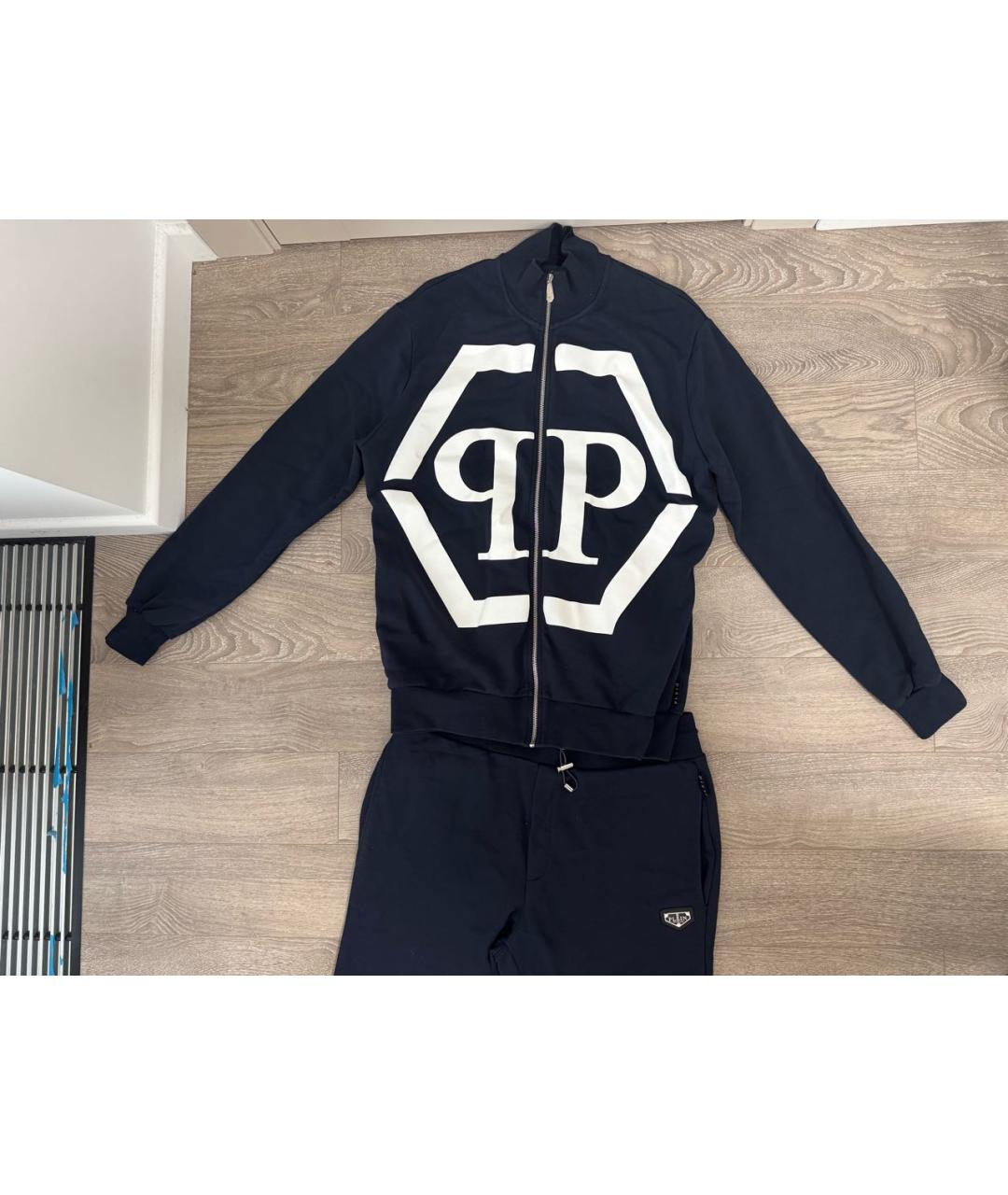 PHILIPP PLEIN Темно-синий хлопковый спортивный костюм, фото 5