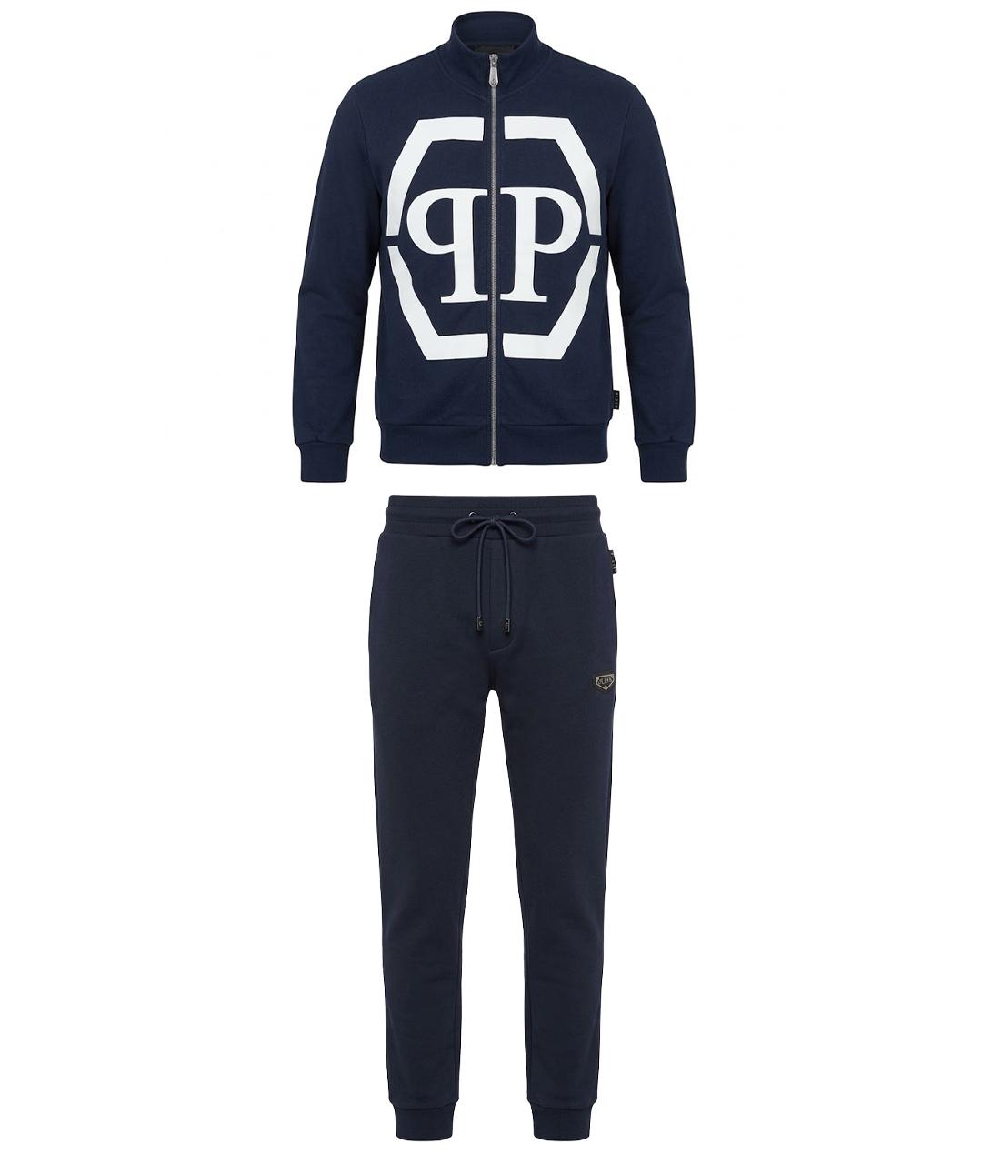PHILIPP PLEIN Темно-синий хлопковый спортивный костюм, фото 1