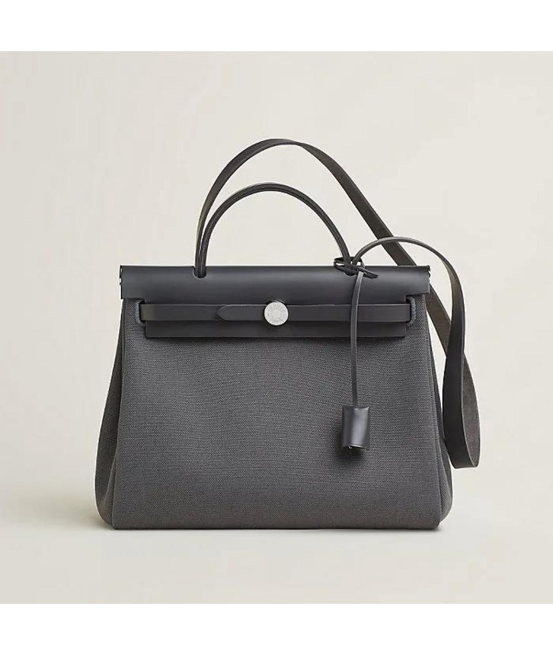 HERMES Серая сумка тоут из канвы, фото 3