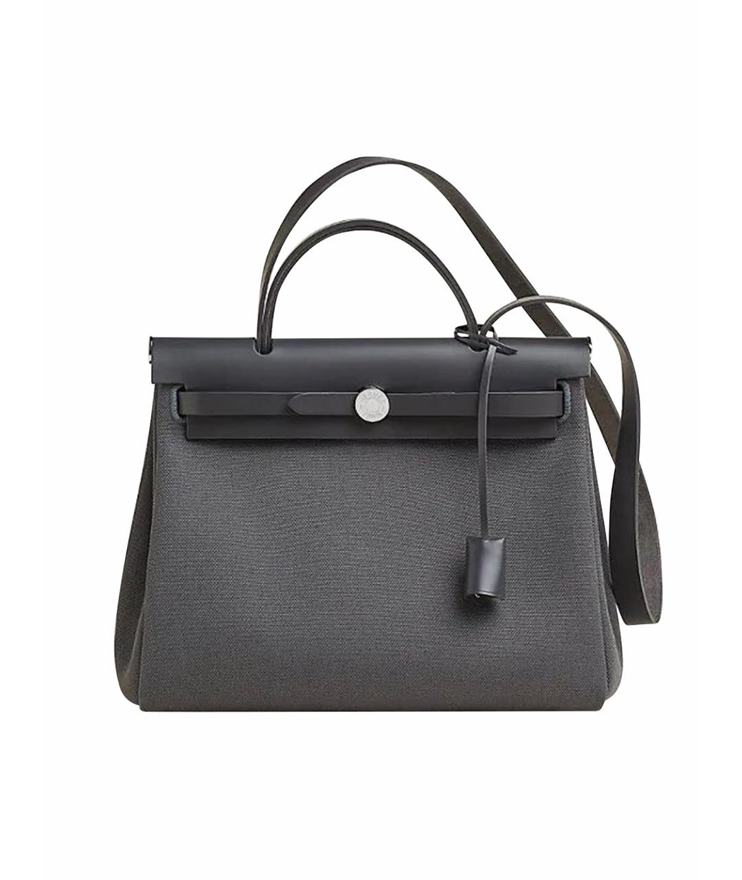 HERMES Серая сумка тоут из канвы, фото 1
