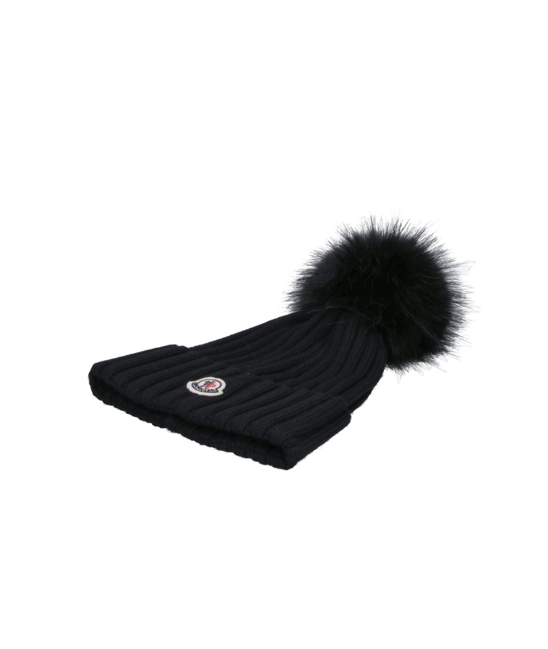 MONCLER Черная шерстяная шапка, фото 3