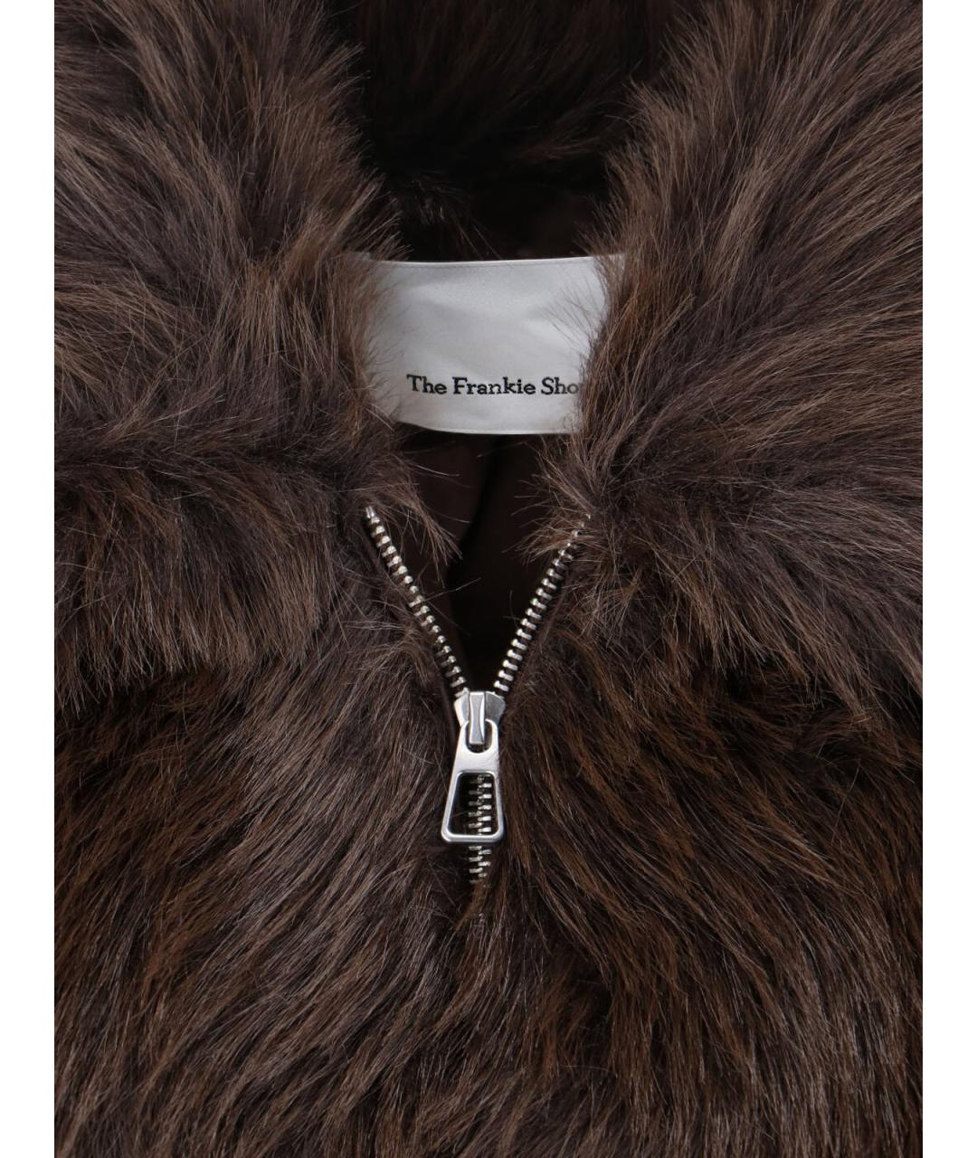 THE FRANKIE SHOP Коричневая полиэстеровая шуба, фото 4