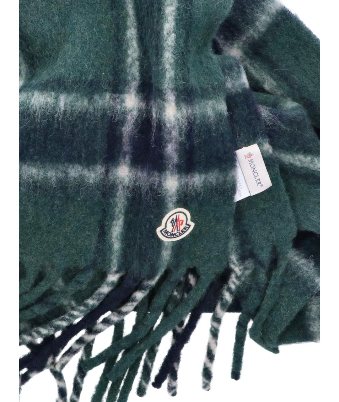MONCLER Зеленый шерстяной шарф, фото 3