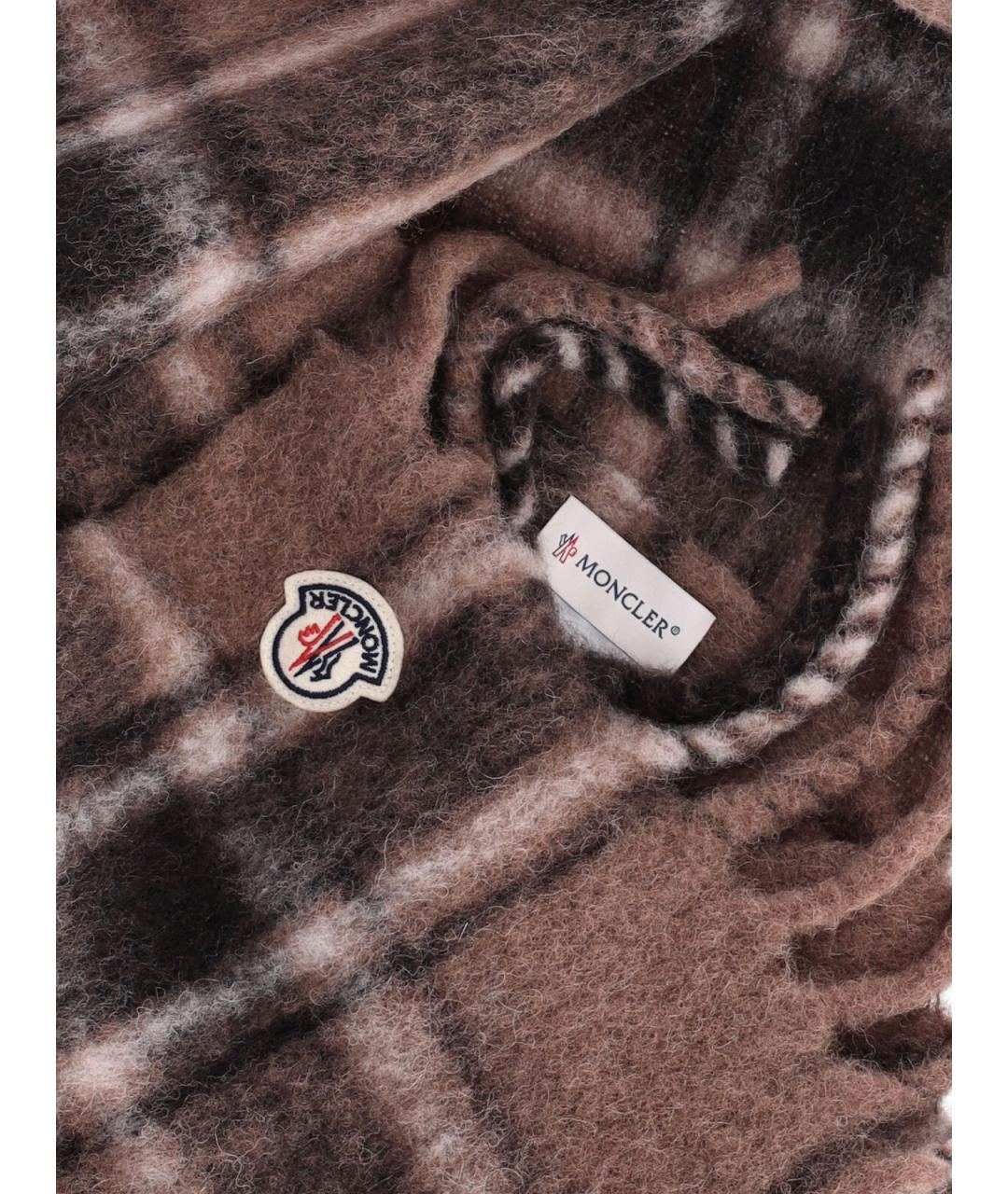 MONCLER Коричневый шерстяной шарф, фото 3