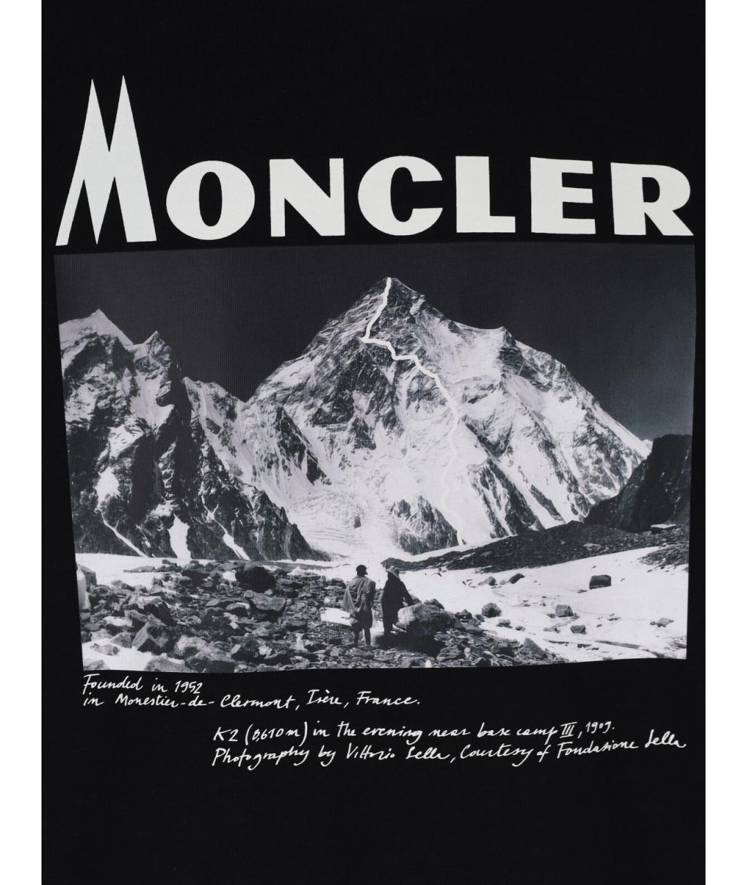 MONCLER Черная хлопковая футболка, фото 3