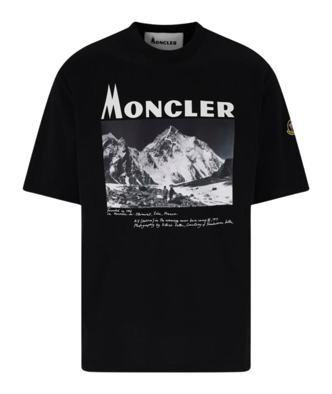 MONCLER Черная хлопковая футболка, фото 1