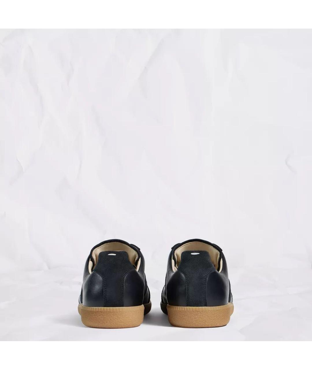MAISON MARGIELA Черные кожаные низкие кроссовки / кеды, фото 4