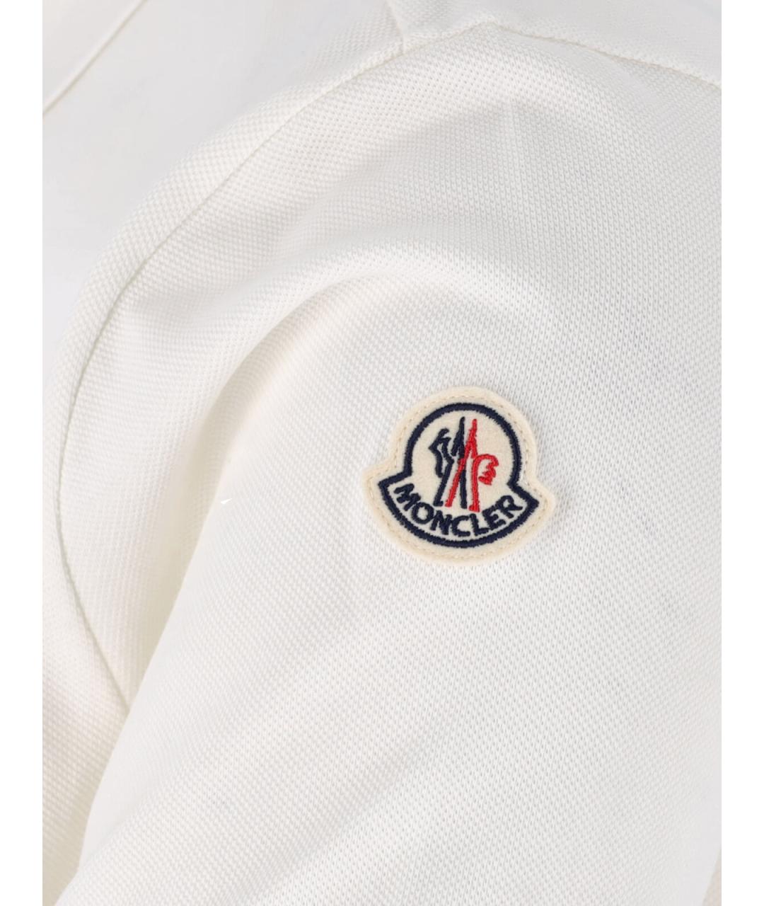 MONCLER Белое хлопковое поло с коротким рукавом, фото 3