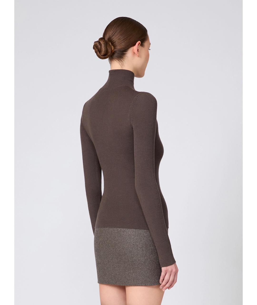 MAX MARA Коричневая шерстяная водолазка, фото 3