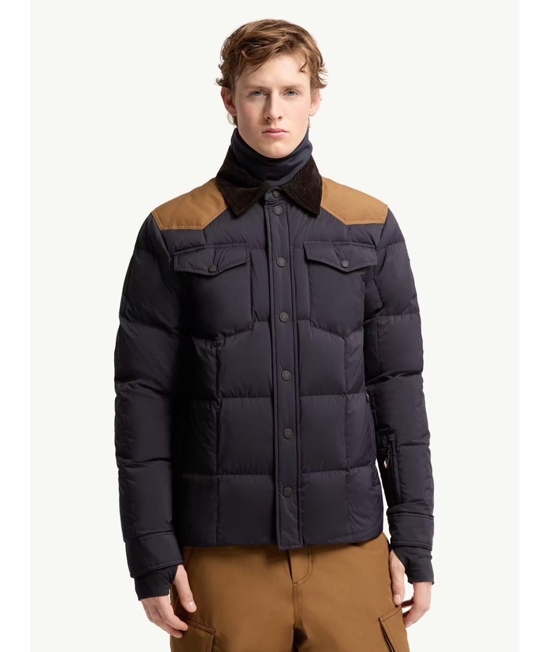 MONCLER Синий полиамидовый пуховик, фото 3