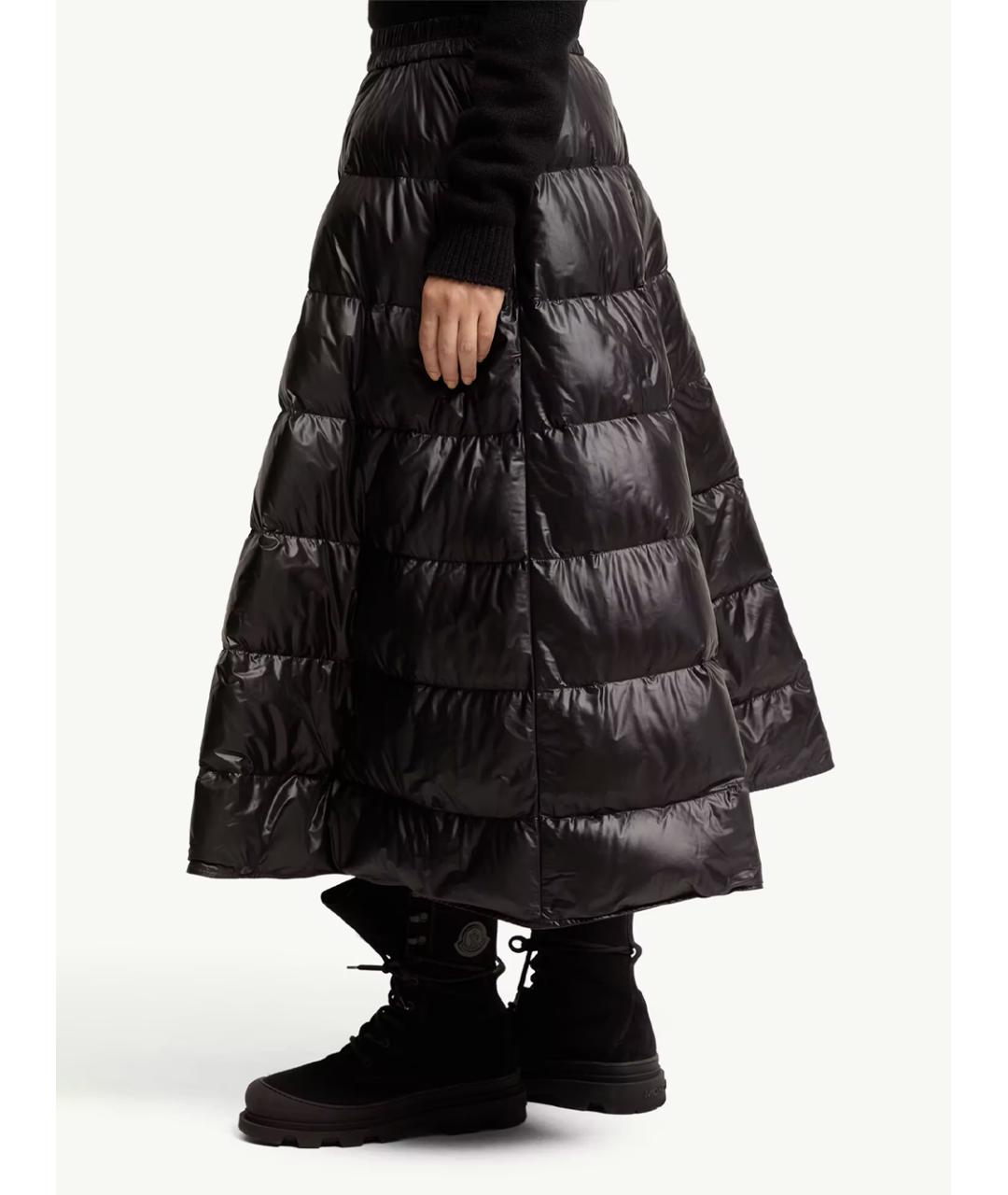 MONCLER Черная полиамидовая юбка миди, фото 3