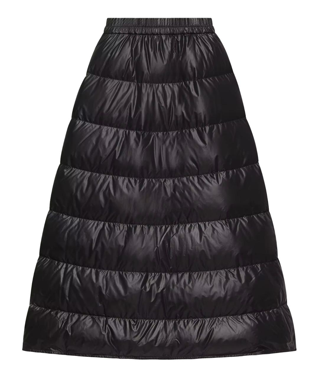 MONCLER Черная полиамидовая юбка миди, фото 1