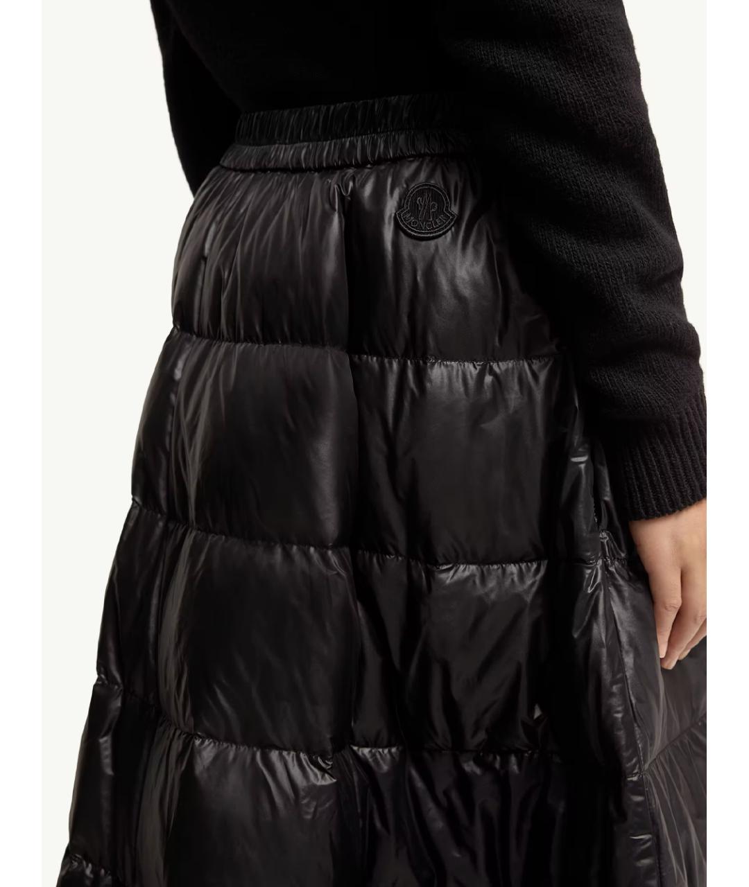 MONCLER Черная полиамидовая юбка миди, фото 4