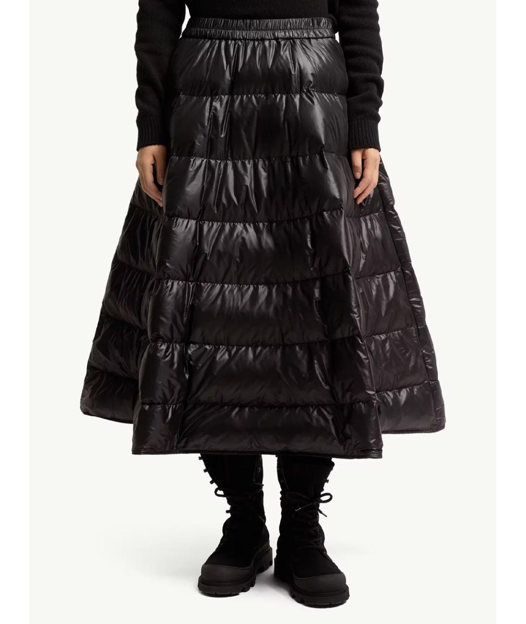 MONCLER Черная полиамидовая юбка миди, фото 2