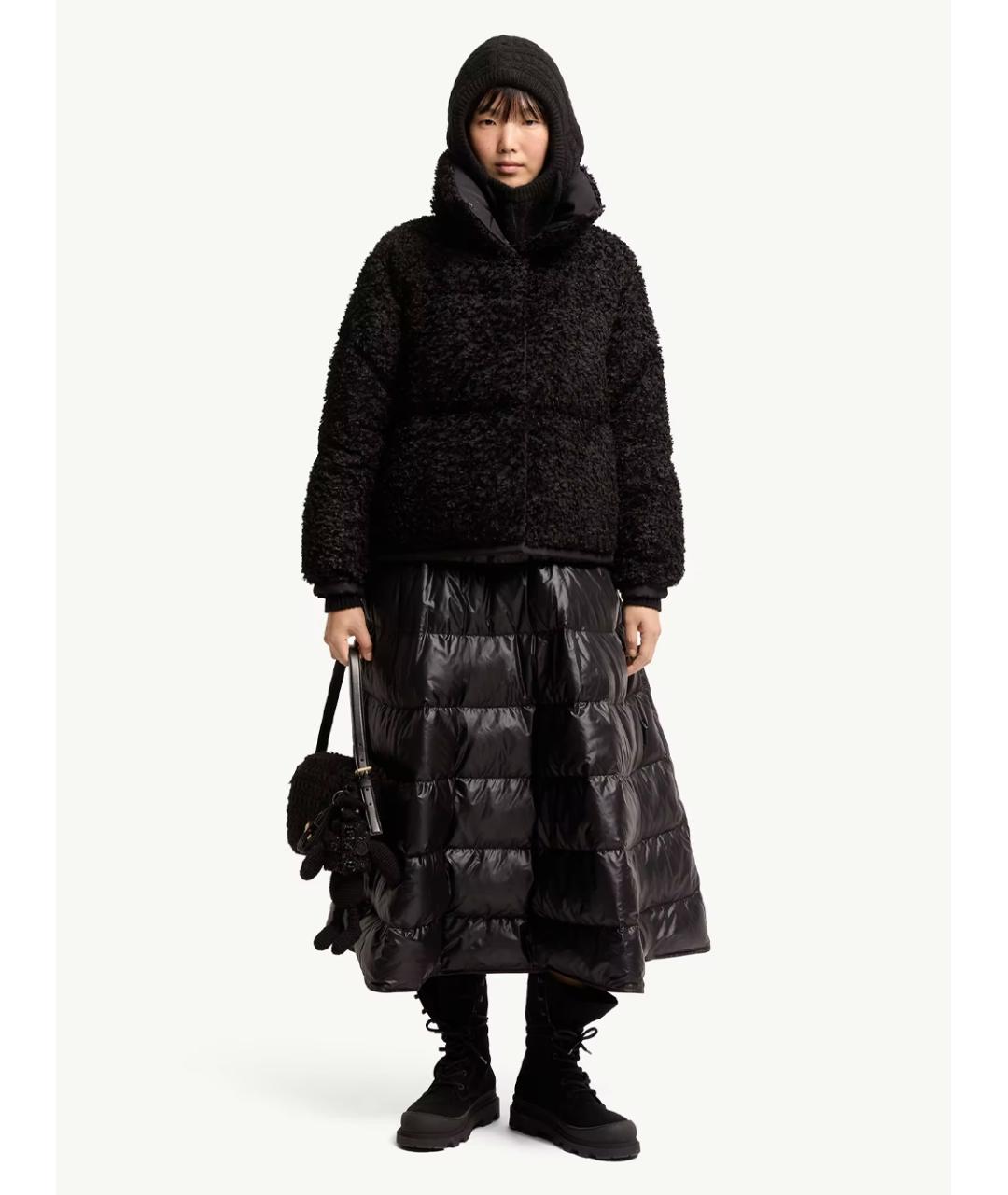 MONCLER Черная полиамидовая юбка миди, фото 5
