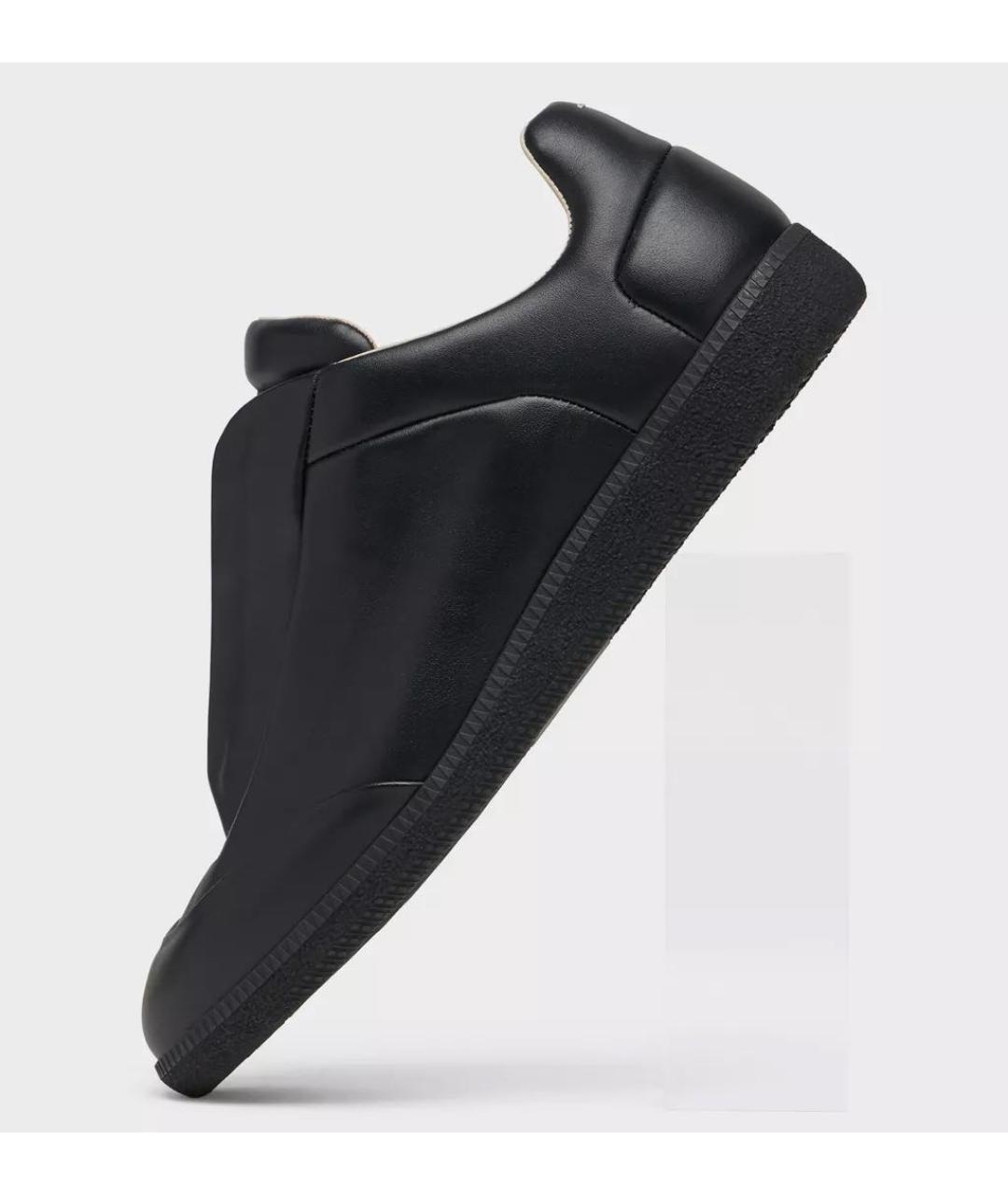 MAISON MARGIELA Черные кожаные низкие кроссовки / кеды, фото 7