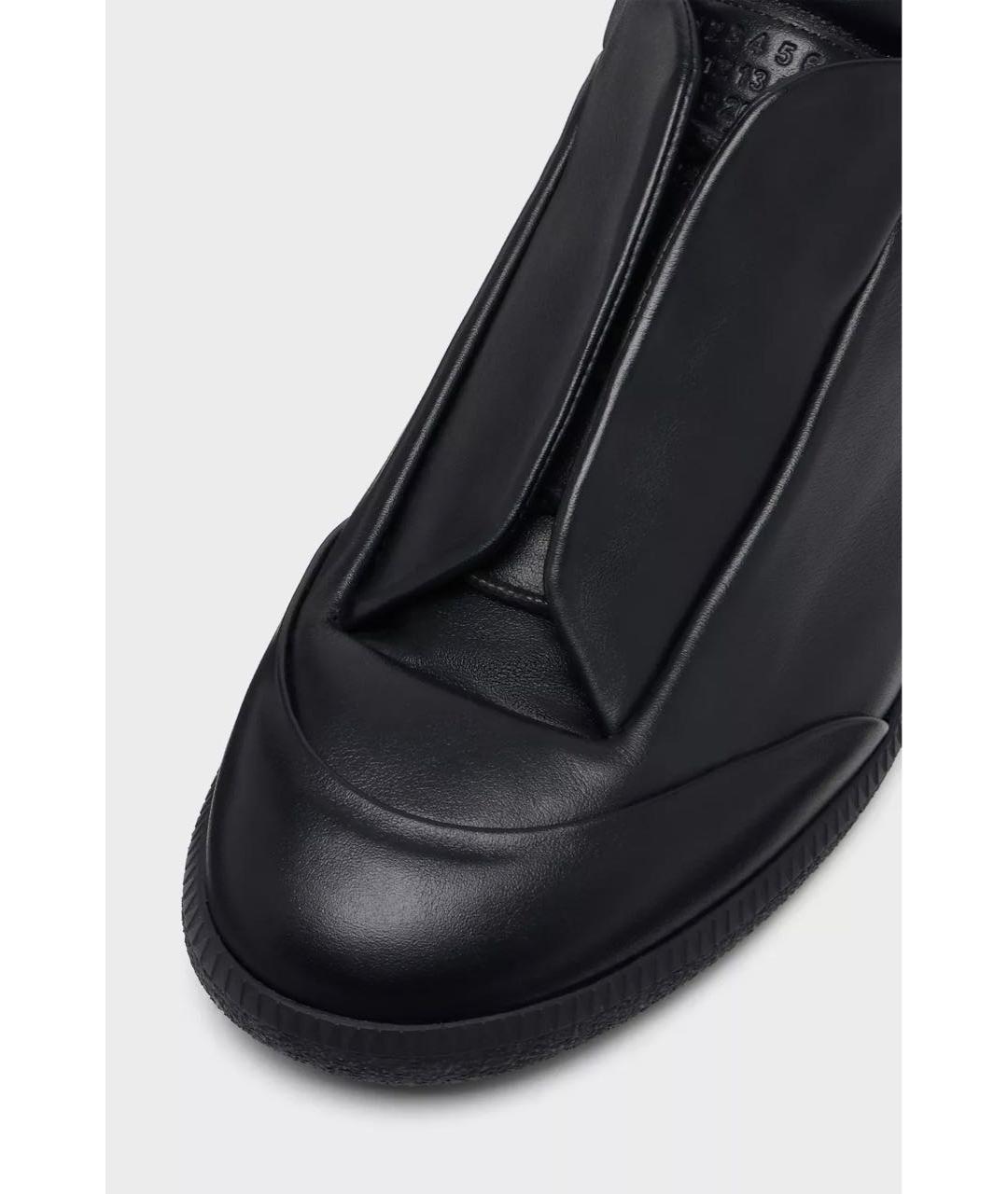MAISON MARGIELA Черные кожаные низкие кроссовки / кеды, фото 5