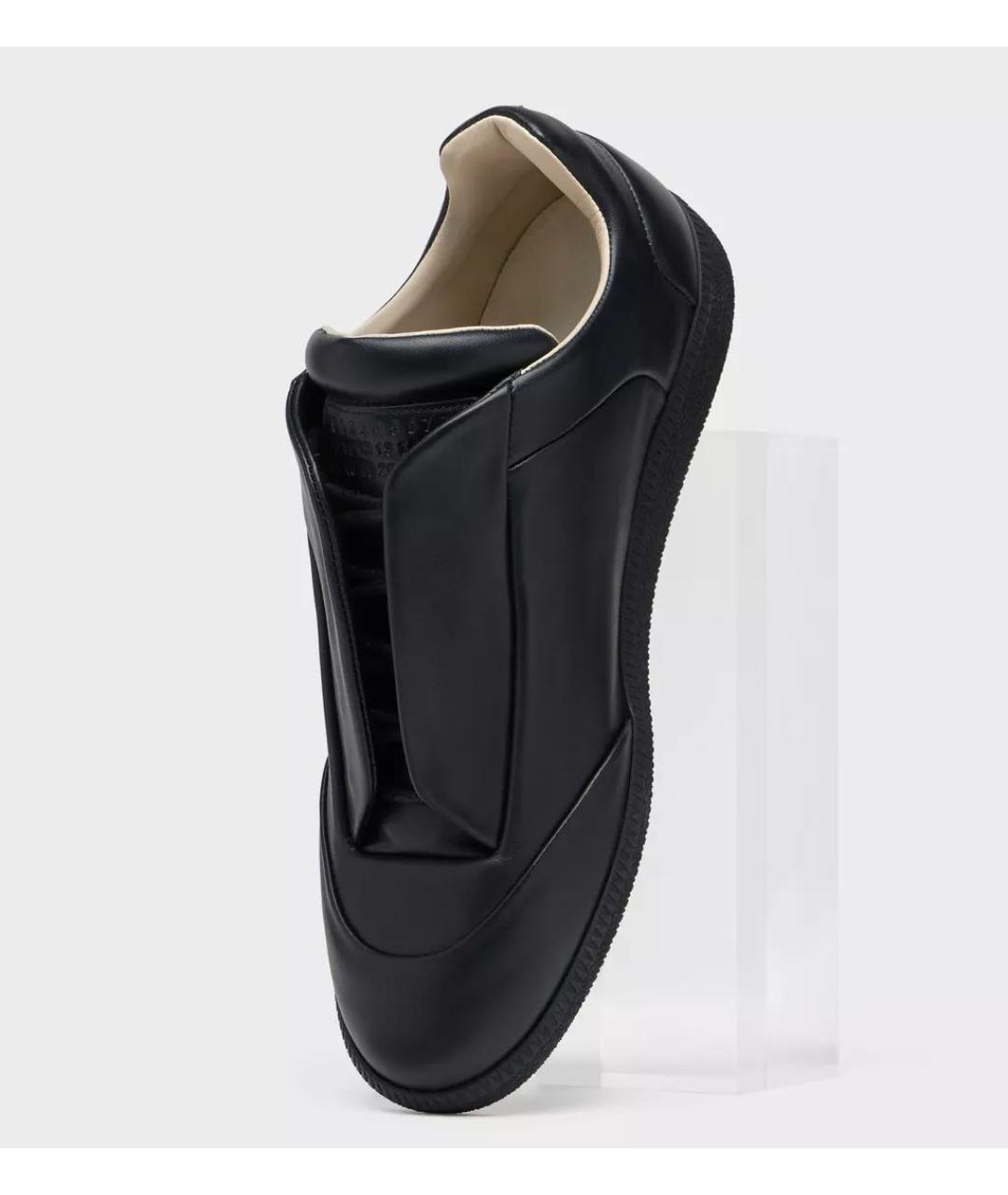 MAISON MARGIELA Черные кожаные низкие кроссовки / кеды, фото 2