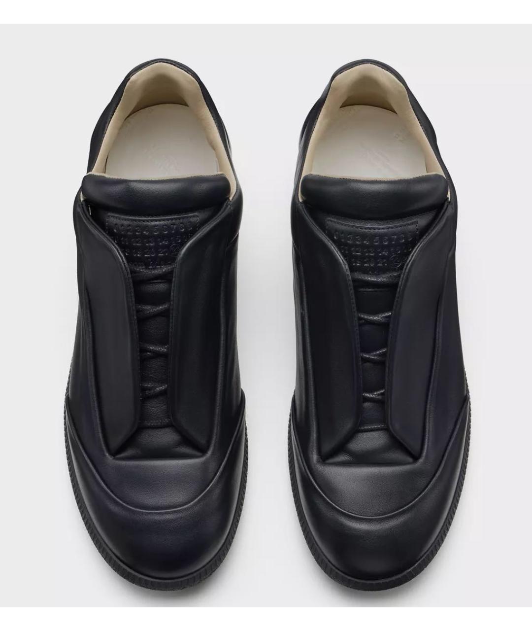 MAISON MARGIELA Черные кожаные низкие кроссовки / кеды, фото 4