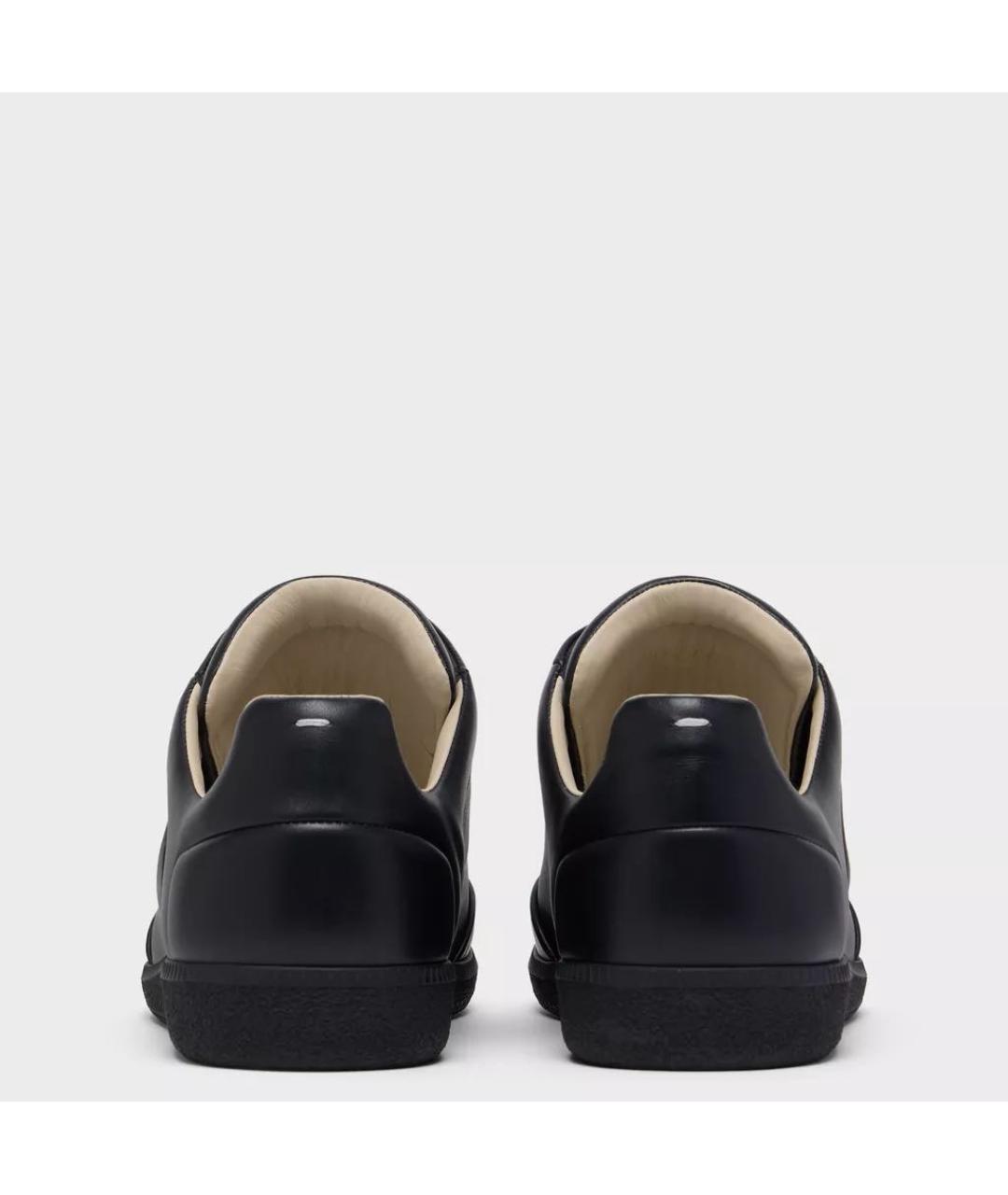 MAISON MARGIELA Черные кожаные низкие кроссовки / кеды, фото 3