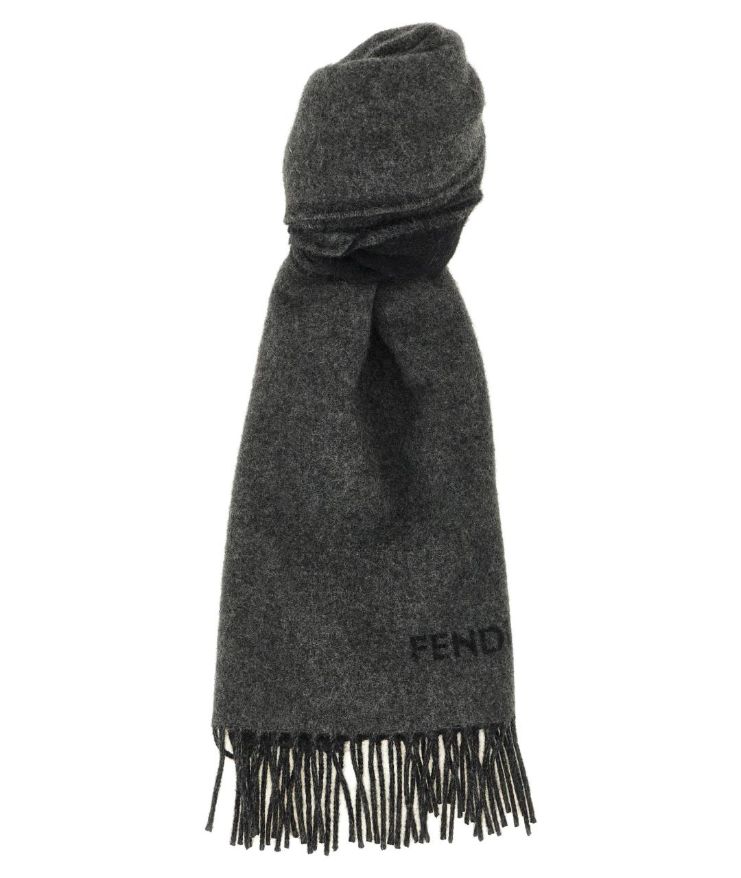 FENDI Серый кашемировый шарф, фото 1