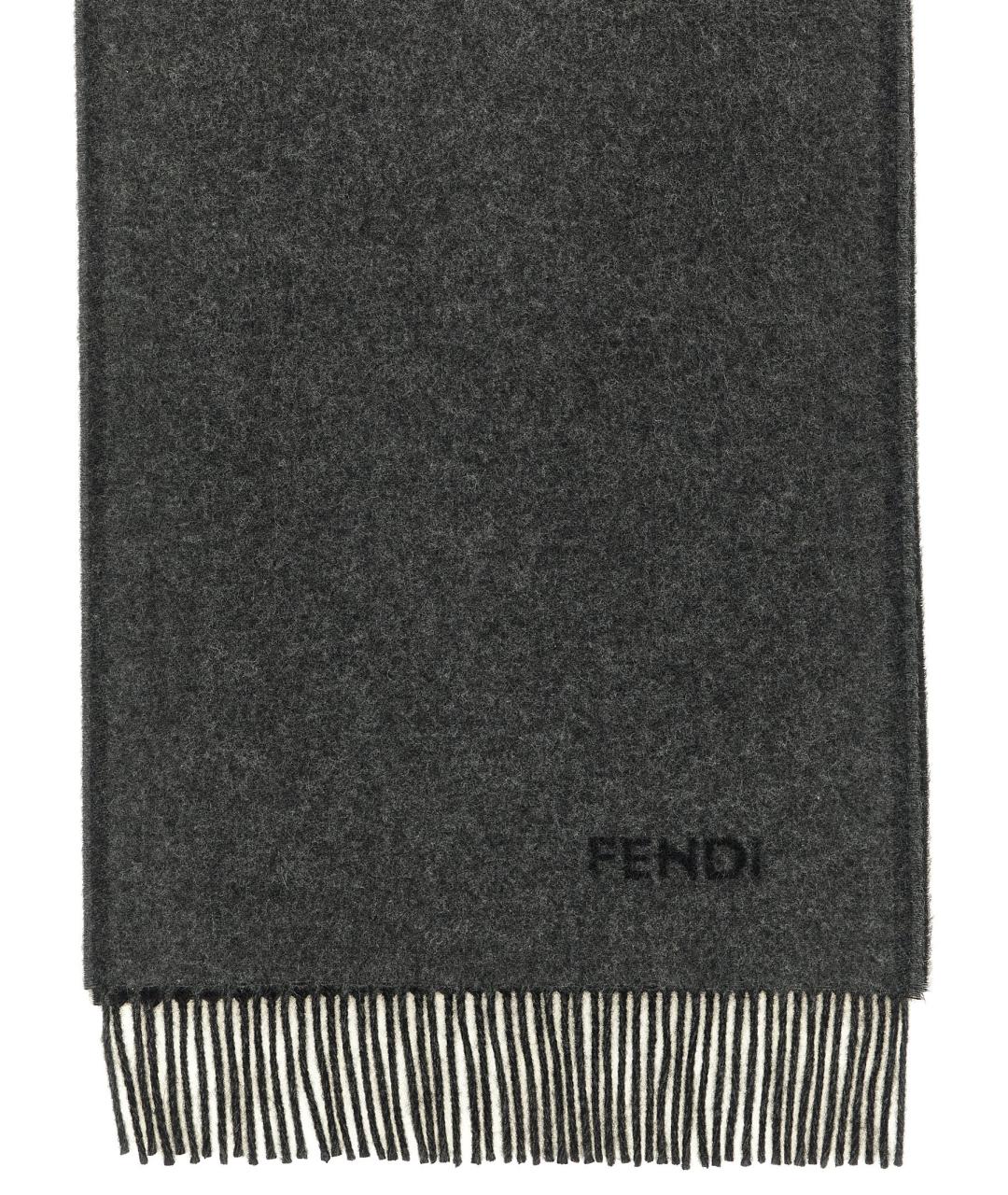 FENDI Серый кашемировый шарф, фото 2