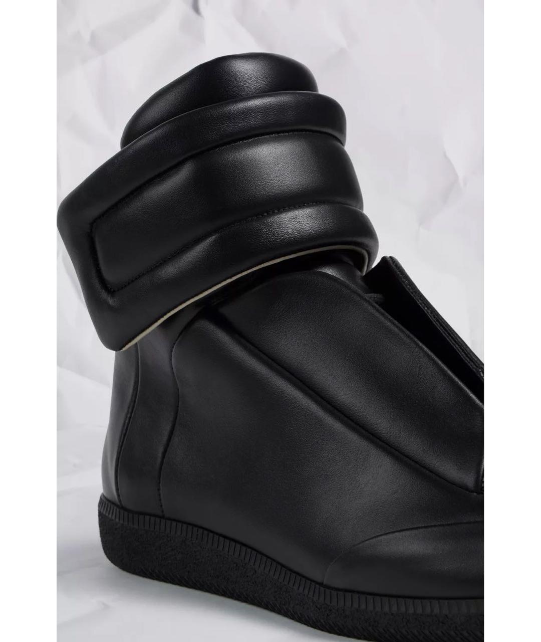 MAISON MARGIELA Черные кожаные высокие кроссовки / кеды, фото 4