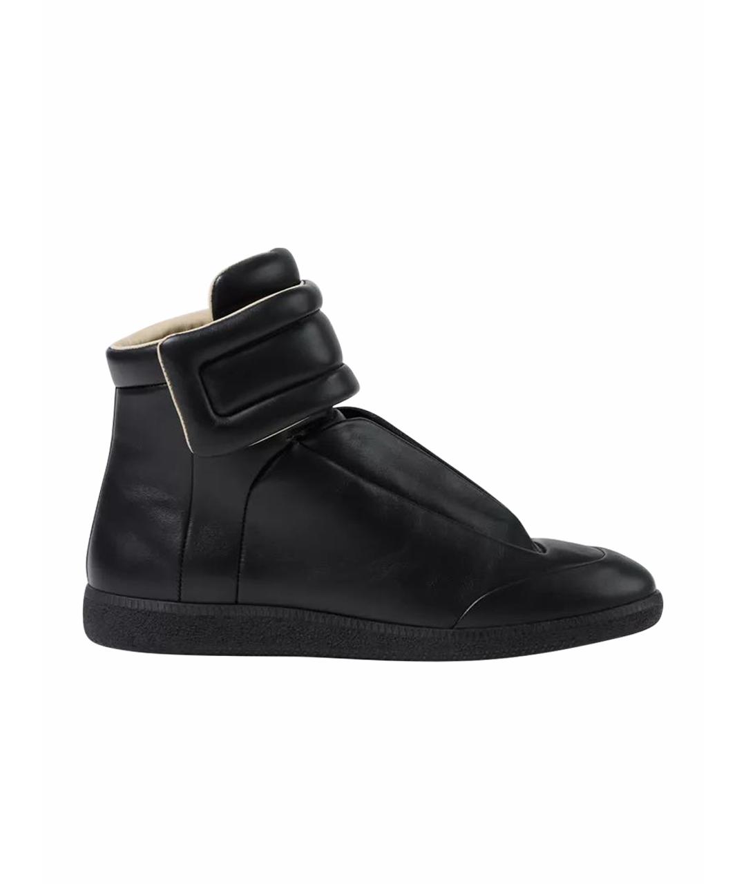 MAISON MARGIELA Черные кожаные высокие кроссовки / кеды, фото 1