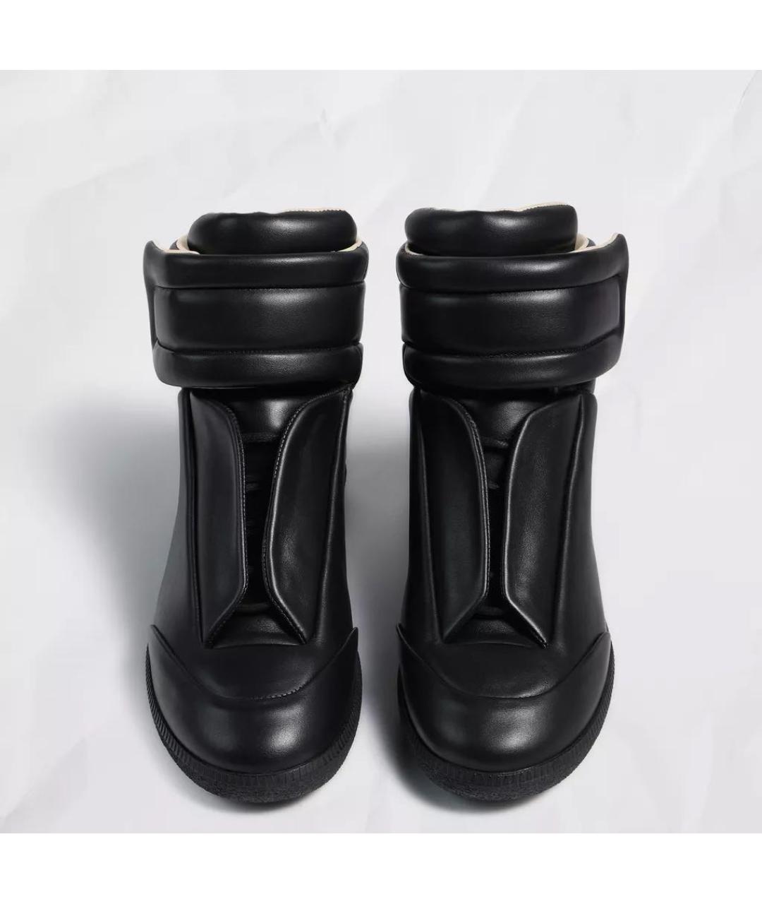 MAISON MARGIELA Черные кожаные высокие кроссовки / кеды, фото 5