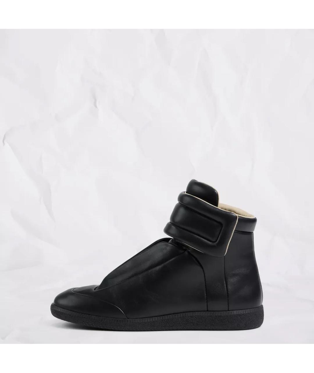 MAISON MARGIELA Черные кожаные высокие кроссовки / кеды, фото 7