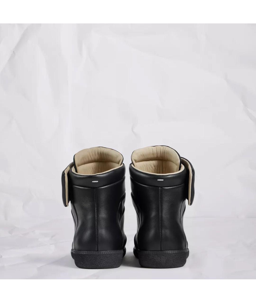 MAISON MARGIELA Черные кожаные высокие кроссовки / кеды, фото 6