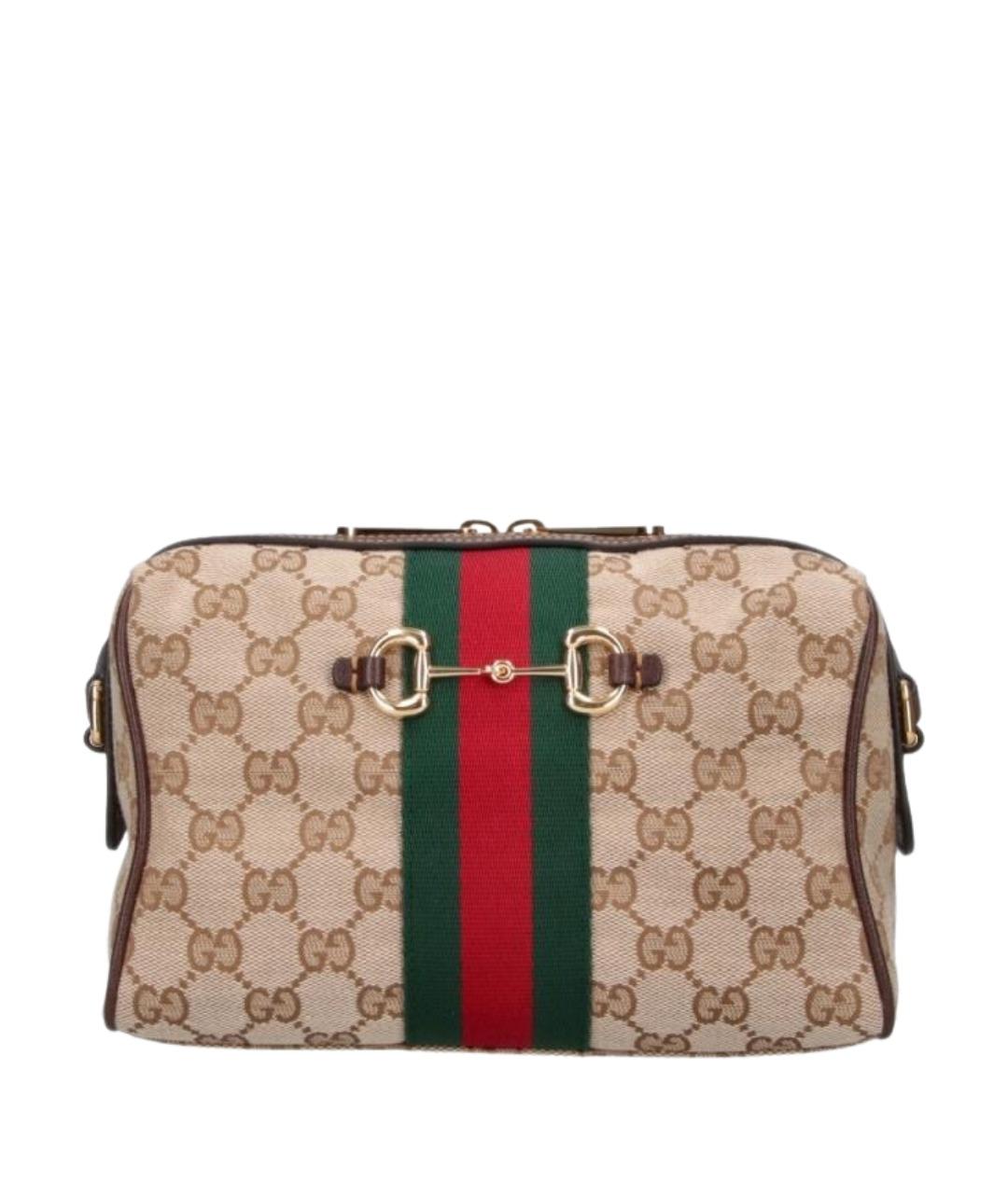 GUCCI Бежевая сумка через плечо из канвы, фото 1