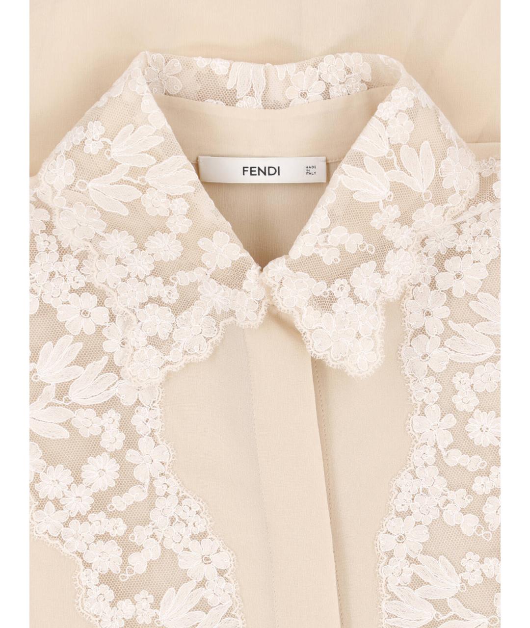 FENDI Бежевая шелковая рубашка, фото 3