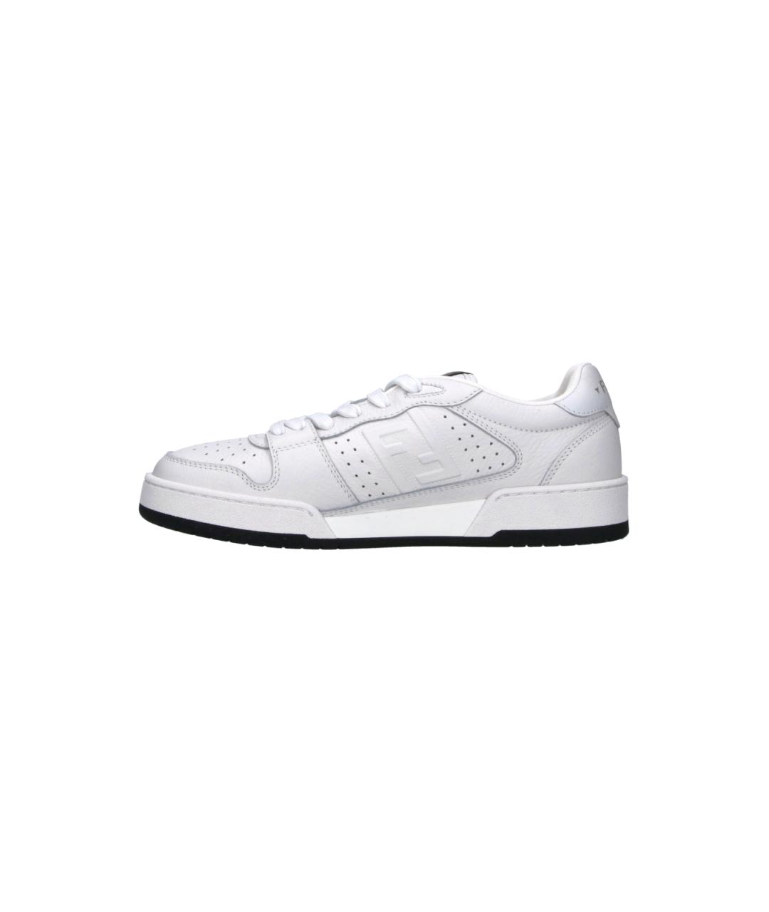 FENDI Белые кожаные низкие кроссовки / кеды, фото 3
