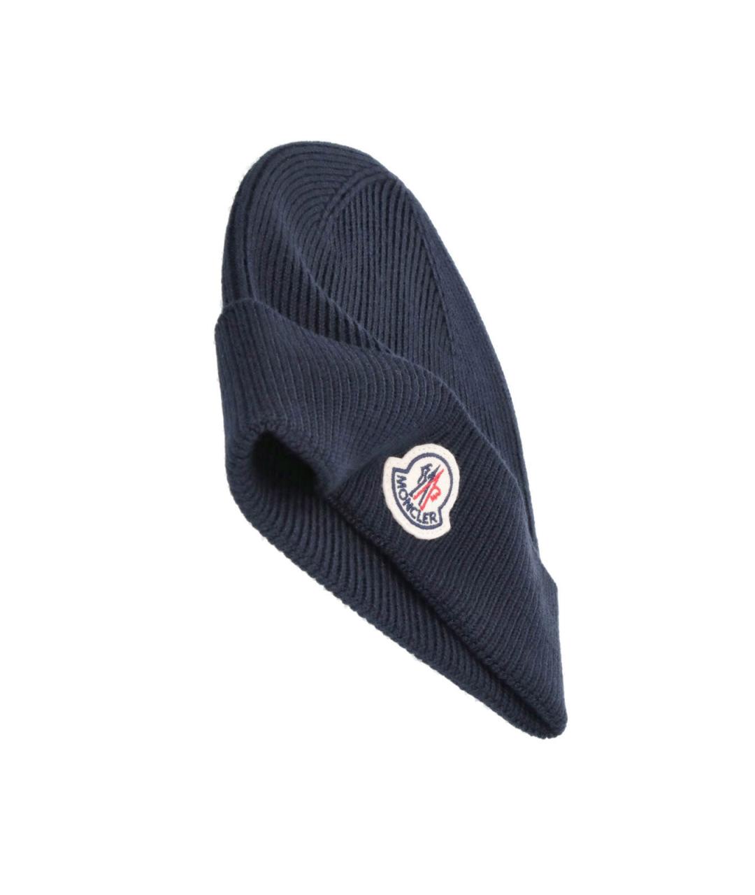 MONCLER Синяя шерстяная шапка, фото 3