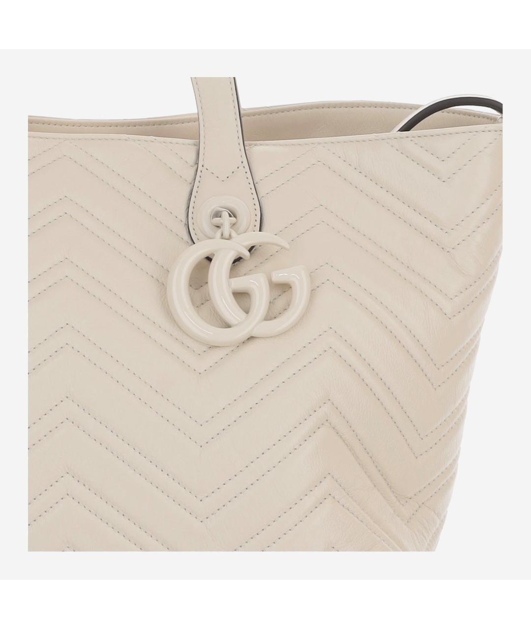 GUCCI Белая кожаная сумка тоут, фото 5