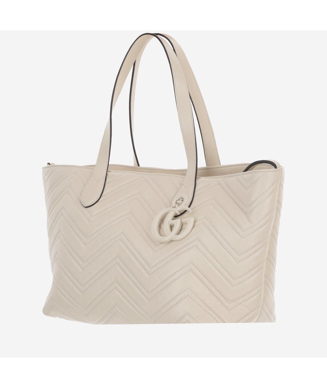 GUCCI Белая кожаная сумка тоут, фото 2