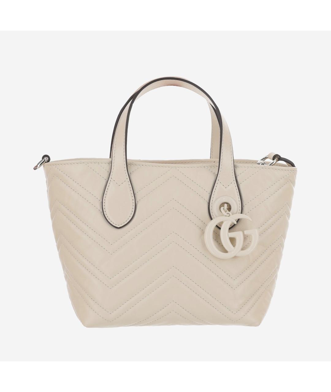 GUCCI Бежевая кожаная сумка тоут, фото 6