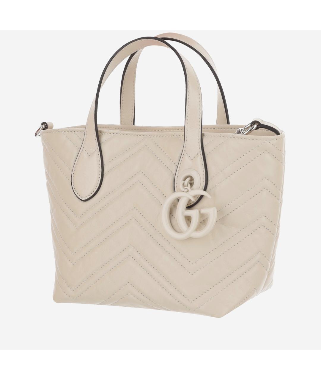 GUCCI Бежевая кожаная сумка тоут, фото 2