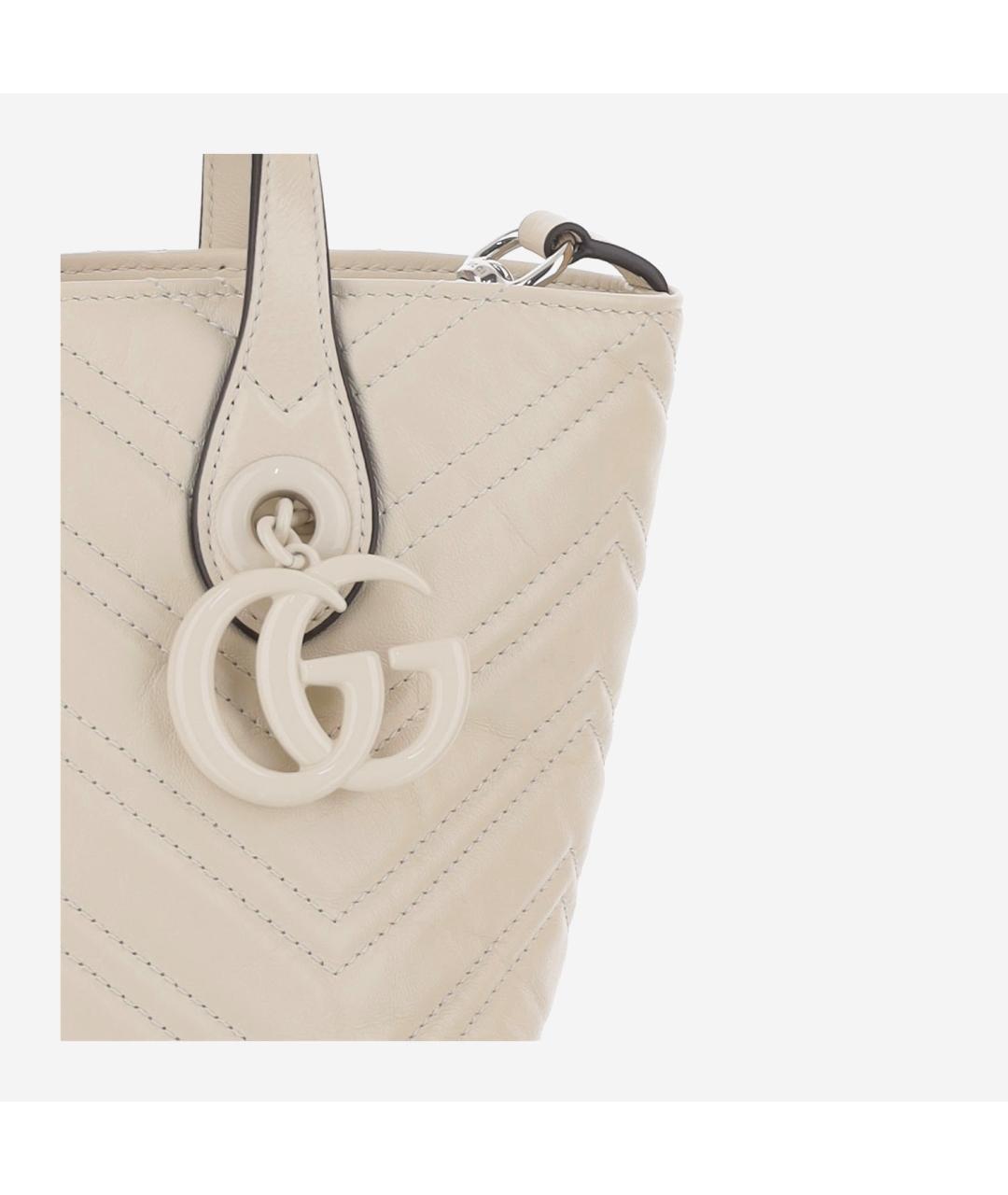 GUCCI Бежевая кожаная сумка тоут, фото 5