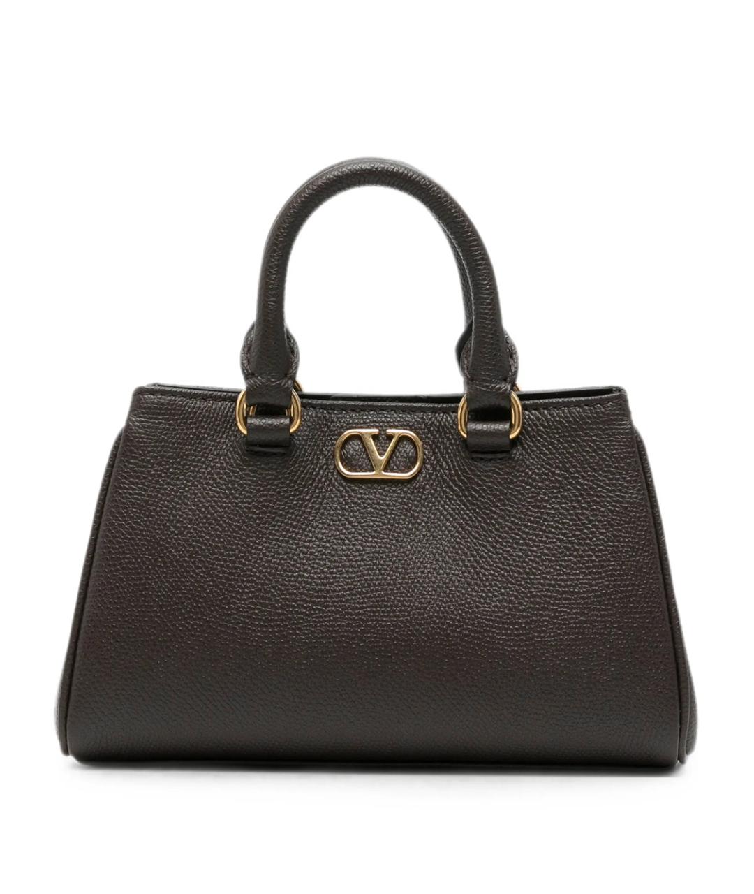 VALENTINO Коричневая кожаная сумка тоут, фото 1