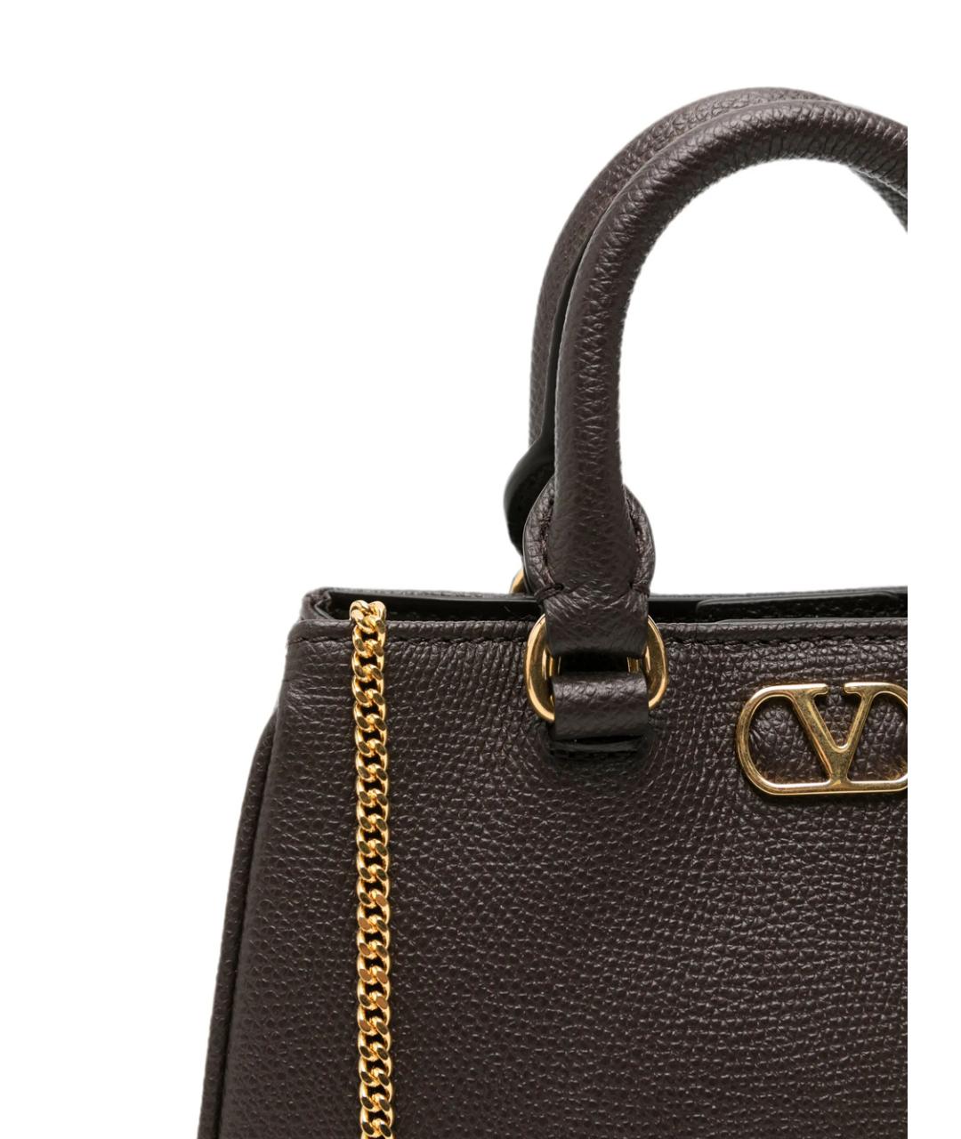 VALENTINO Коричневая кожаная сумка тоут, фото 3