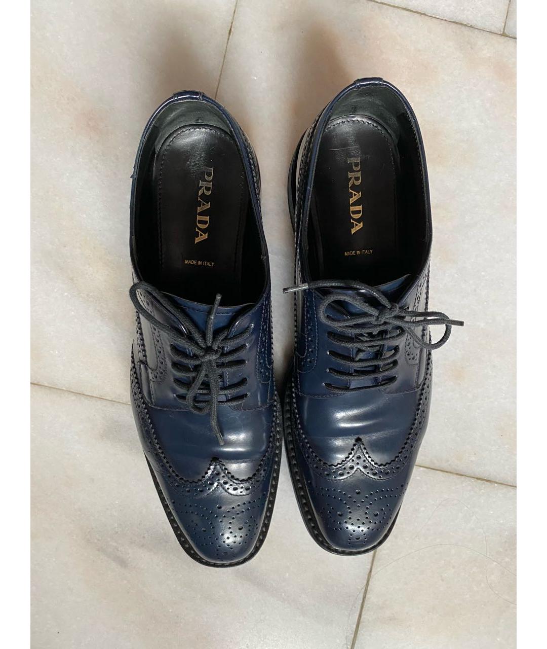 PRADA Темно-синие кожаные брогги и оксфорды, фото 3